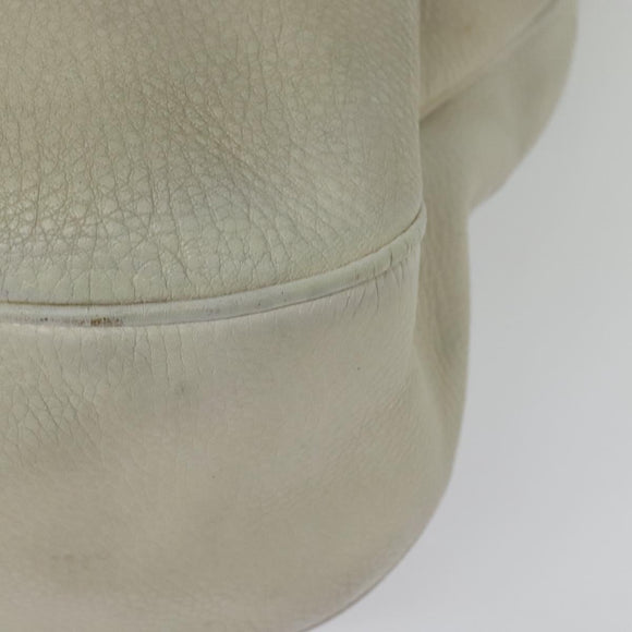 Miu Miu Chain Shoulder Bag Leather 2way White Gold Auth 138166