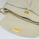 Miu Miu Chain Shoulder Bag Leather 2way White Gold Auth 138166-20