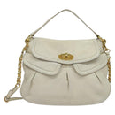 Miu Miu Chain Shoulder Bag Leather 2way White Gold Auth 138166-13