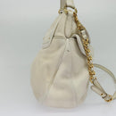 Miu Miu Chain Shoulder Bag Leather 2way White Gold Auth 138166-3