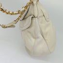 Miu Miu Chain Shoulder Bag Leather 2way White Gold Auth 138166-4