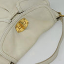 Miu Miu Chain Shoulder Bag Leather 2way White Gold Auth 138166-6