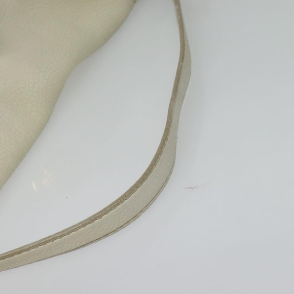 Miu Miu Chain Shoulder Bag Leather 2way White Gold Auth 138166