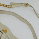 Miu Miu Chain Shoulder Bag Leather 2way White Gold Auth 138166-14