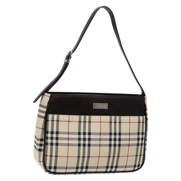 BURBERRY Nova Check Shoulder Bag Canvas Beige Silver Auth 138176
