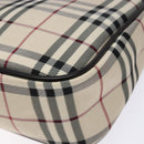 BURBERRY Nova Check Umhängetasche Canvas Beige Silber Auth 138176-9
