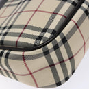 BURBERRY Nova Check Umhängetasche Canvas Beige Silber Auth 138176-14