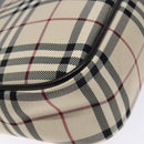 BURBERRY Nova Check Umhängetasche Canvas Beige Silber Auth 138176-16