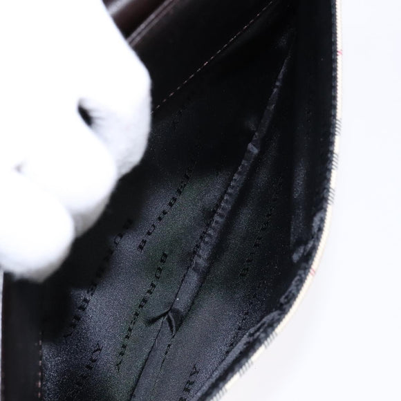 BURBERRY Nova Check Shoulder Bag Canvas Beige Silver Auth 138176