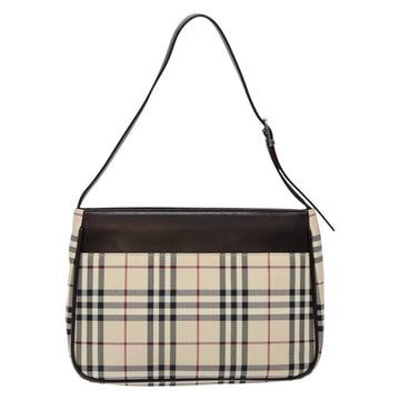 BURBERRY Nova Check Shoulder Bag Canvas Beige Silver Auth 138176 - 0