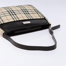 BURBERRY Nova Check Umhängetasche Canvas Beige Silber Auth 138176-7
