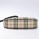 BURBERRY Nova Check Umhängetasche Canvas Beige Silber Auth 138176-5