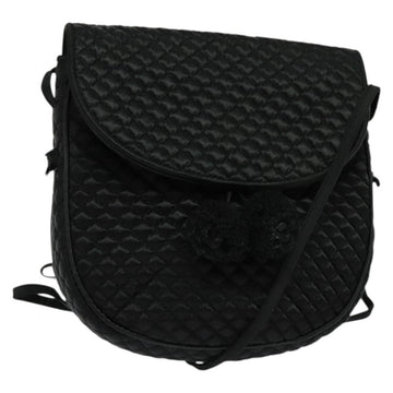 BOTTEGA VENETA Shoulder Bag Satin Black Gold Auth 138179