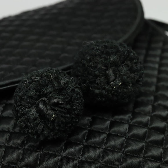 BOTTEGA VENETA Shoulder Bag Satin Black Gold Auth 138179