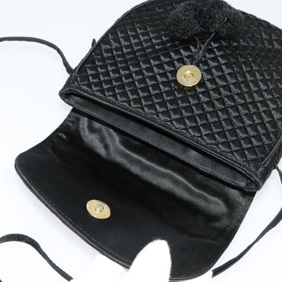 BOTTEGA VENETA Shoulder Bag Satin Black Gold Auth 138179