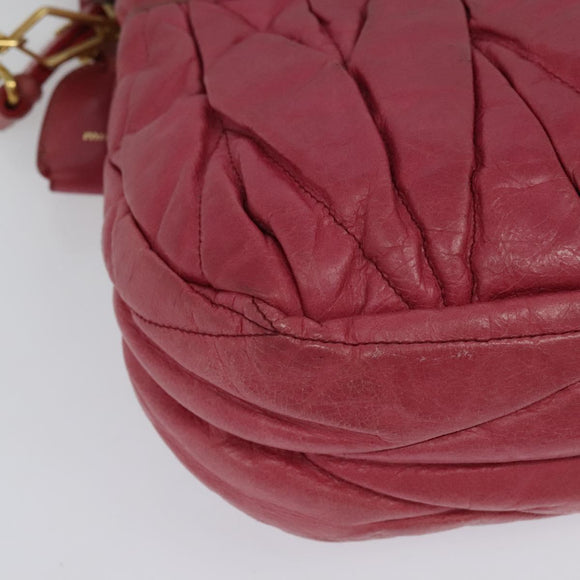 Miu Miu Matelasse Hand Bag Leather 2way Pink Gold Auth 138180