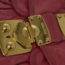 Miu Miu Matelasse Hand Bag Leather 2way Pink Gold Auth 138180-17