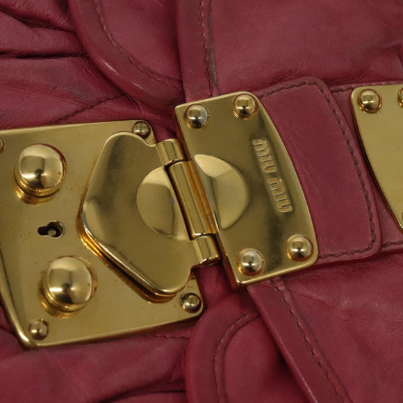 Miu Miu Matelasse Hand Bag Leather 2way Pink Gold Auth 138180