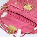Miu Miu Matelasse Hand Bag Leather 2way Pink Gold Auth 138180-19