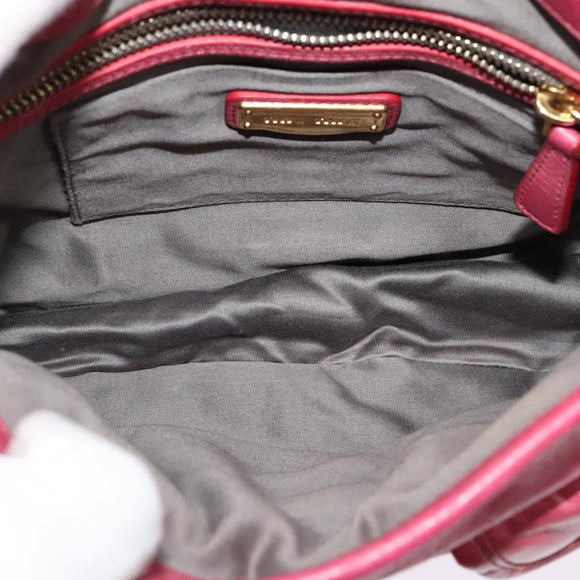Miu Miu Matelasse Hand Bag Leather 2way Pink Gold Auth 138180