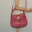 Miu Miu Matelasse Hand Bag Leather 2way Pink Gold Auth 138180-27