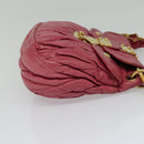 Miu Miu Matelasse Hand Bag Leather 2way Pink Gold Auth 138180-5