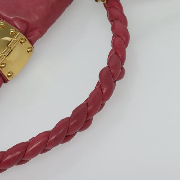 Miu Miu Matelasse Hand Bag Leather 2way Pink Gold Auth 138180