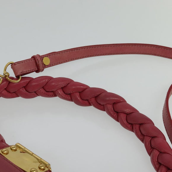 Miu Miu Matelasse Hand Bag Leather 2way Pink Gold Auth 138180