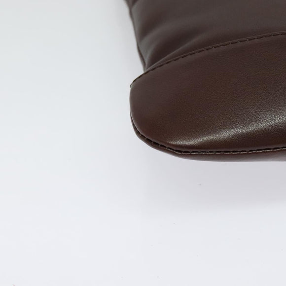 LOEWE Shoulder Bag Leather Brown Silver Auth 138181