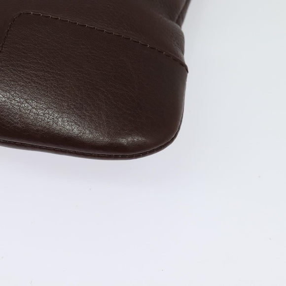 LOEWE Shoulder Bag Leather Brown Silver Auth 138181