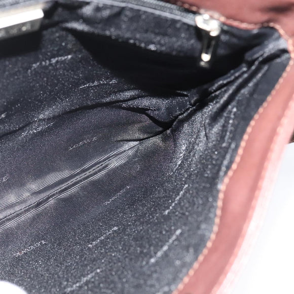 LOEWE Shoulder Bag Leather Brown Silver Auth 138181