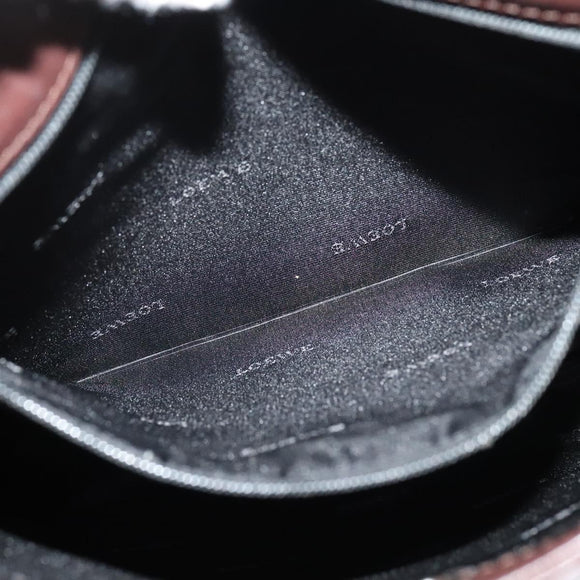 LOEWE Shoulder Bag Leather Brown Silver Auth 138181