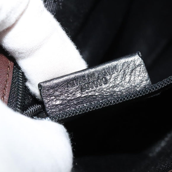 LOEWE Shoulder Bag Leather Brown Silver Auth 138181