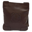 LOEWE Shoulder Bag Leather Brown Silver Auth 138181-13