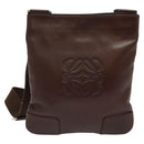 LOEWE Shoulder Bag Leather Brown Silver Auth 138181-2