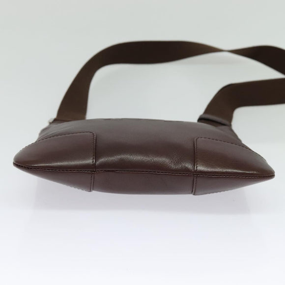 LOEWE Shoulder Bag Leather Brown Silver Auth 138181