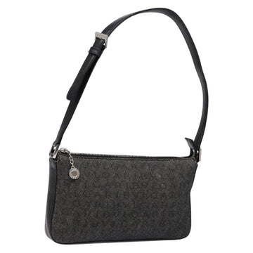BVLGARI Logo Mania Shoulder Bag Canvas Black Silver Auth 138188
