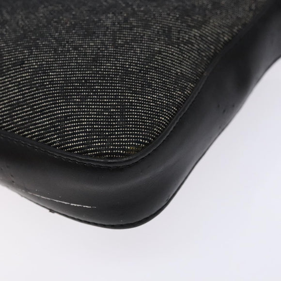 BVLGARI Logo Mania Shoulder Bag Canvas Black Silver Auth 138188