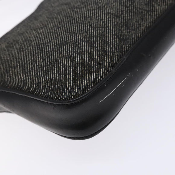 BVLGARI Logo Mania Shoulder Bag Canvas Black Silver Auth 138188