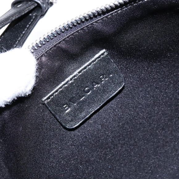 BVLGARI Logo Mania Shoulder Bag Canvas Black Silver Auth 138188