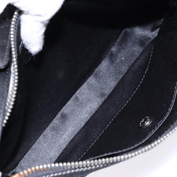 BVLGARI Logo Mania Shoulder Bag Canvas Black Silver Auth 138188