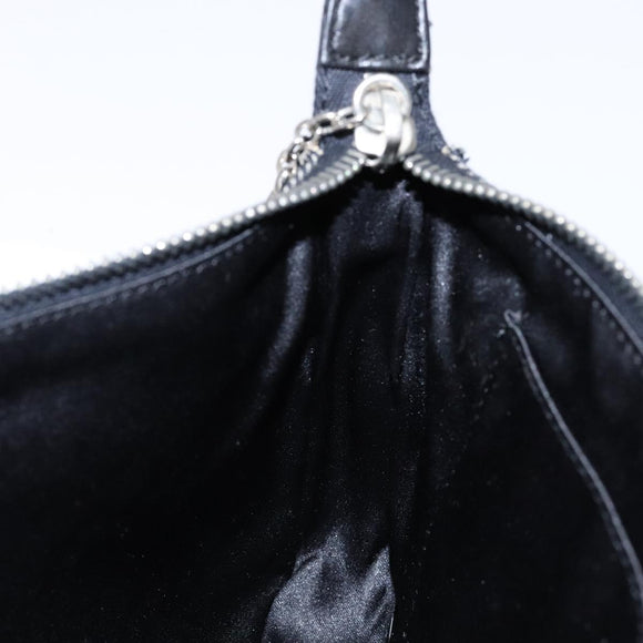 BVLGARI Logo Mania Shoulder Bag Canvas Black Silver Auth 138188