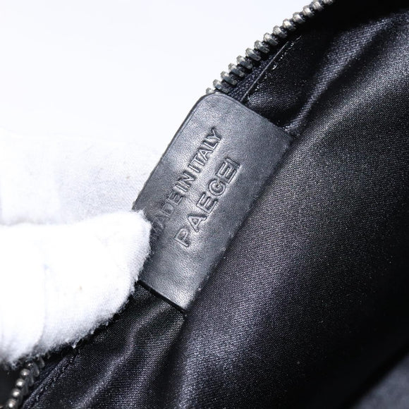 BVLGARI Logo Mania Shoulder Bag Canvas Black Silver Auth 138188