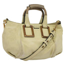 Chloe Etel Hand Bag Leather 2way Ivory Gold Auth 138190-1