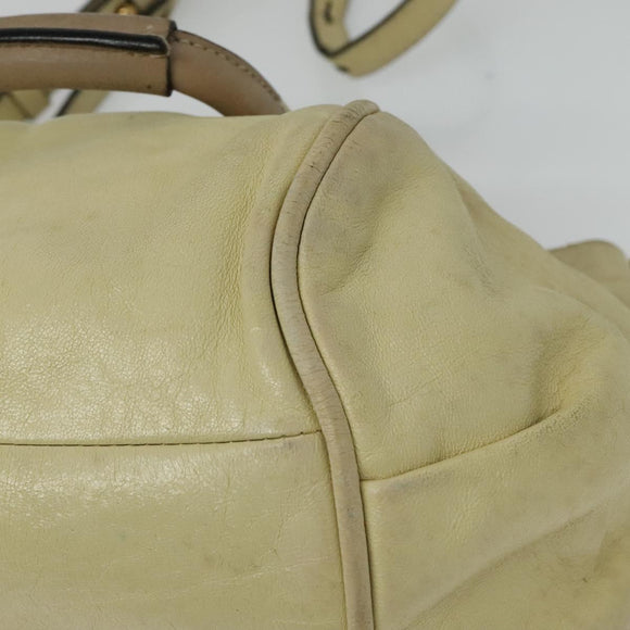 Chloe Etel Hand Bag Leather 2way Ivory Gold Auth 138190