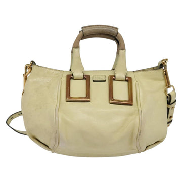 Chloe Etel Hand Bag Leather 2way Ivory Gold Auth 138190 - 0