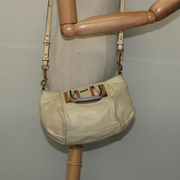 Chloe Etel Hand Bag Leather 2way Ivory Gold Auth 138190