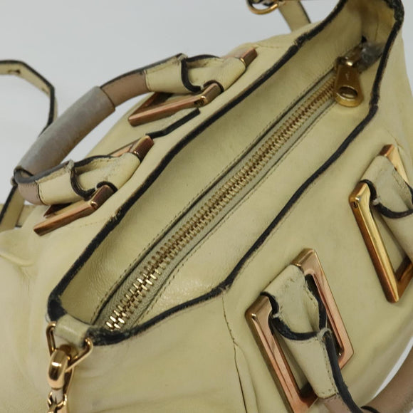 Chloe Etel Hand Bag Leather 2way Ivory Gold Auth 138190