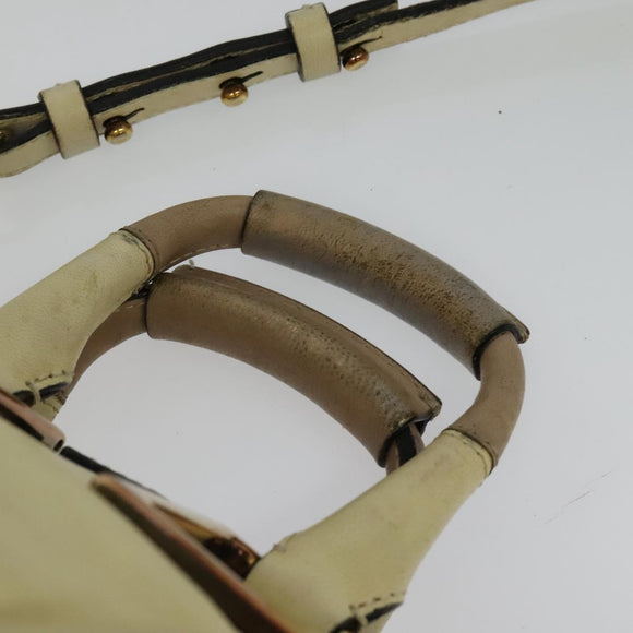 Chloe Etel Hand Bag Leather 2way Ivory Gold Auth 138190