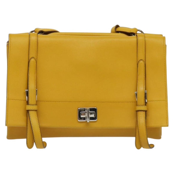 PRADA Shoulder Bag Yellow Silver Auth 138192